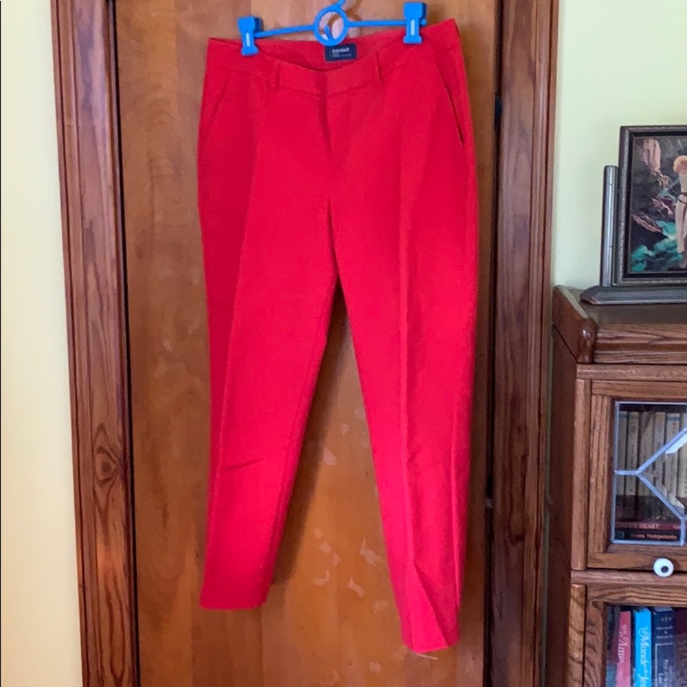 Red ankle-length pants